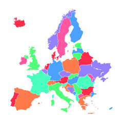 olorful vector map of EU, European Union