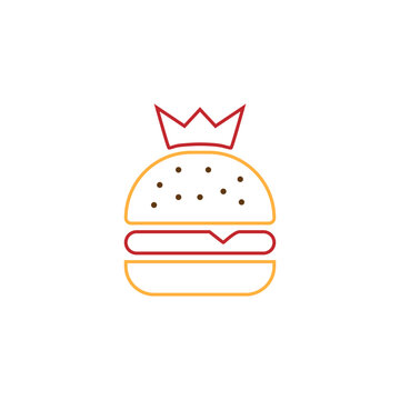 Minimalist Burger King Logo With Crown Design. Vector Art Illustration