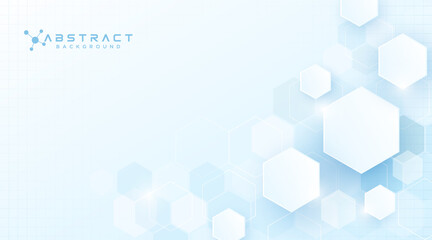 Medical background design. Geometric abstract background with hexagons. Soft blue color. Science concept, Medical,Technology. Futuristic minimalism. Can be used for poster, cover, banner, brochure