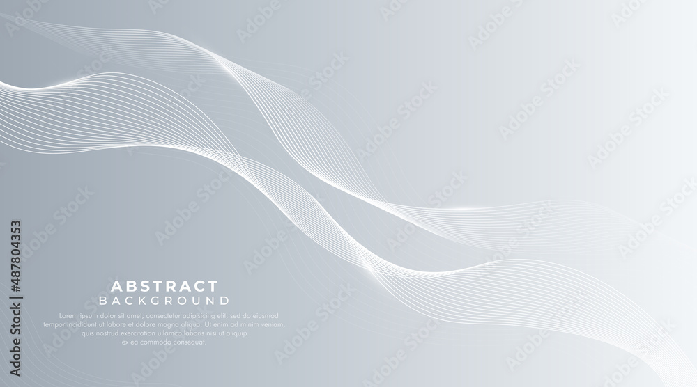 Canvas Prints silver light gradient background with elegant abstract vector white waves lines. modern simple desig