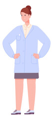 Medical nurse character. Woman in lab coat. Hospital worker