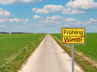 Ortsschild - Frühling - Winter 