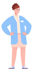 Female doctor character. Woman in lab coat. Hospital worker