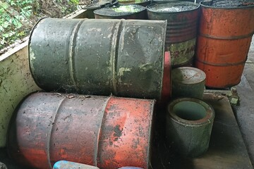 barrels or drums of hazardous and toxic waste from used oil are stored in the company's temporary waste disposal sites