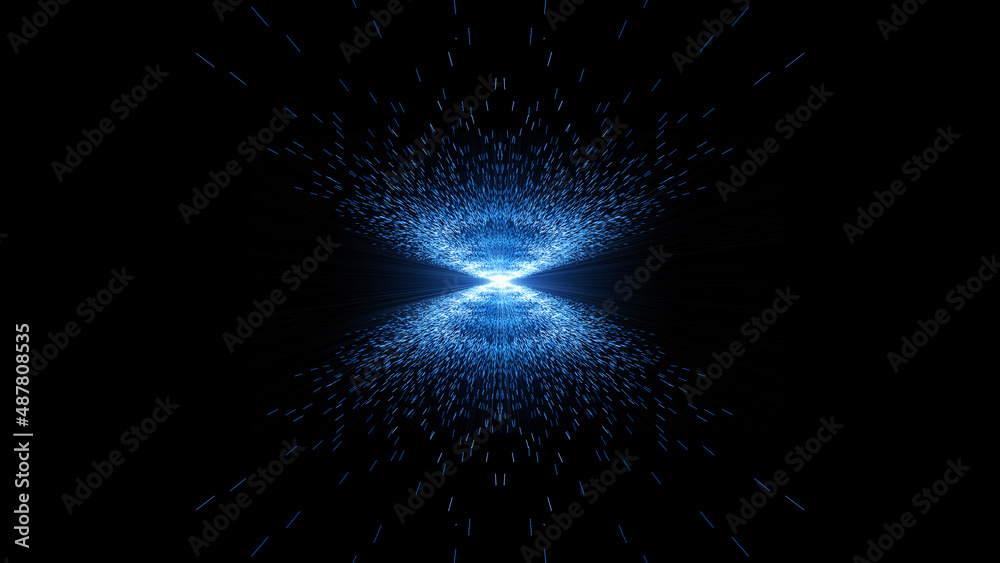 Poster 3d rendering of virtual flow colliding particles in internet technology big data background