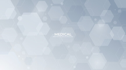 Abstract white and grey gradient medical vector background trendy. Science style hexagon geometric design. Simple technology texture. Bright vector wallpaper. Vector illustration