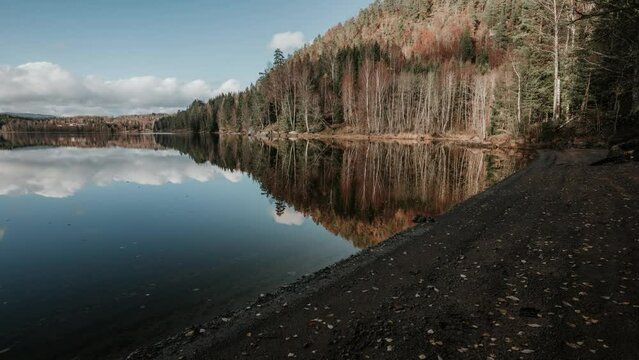 Time lapse video of a calm forest lake in Southern Norway