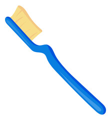 Blue toothbrush. Plastic dental care tool. Cartoon icon