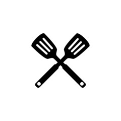 Barbecue restaurant - Logo icon of Barbecue, Grill and Bar with fire, grill fork and spatula. BBQ logo template. Vector illustration