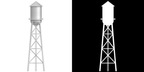 3D rendering illustration of a water tower