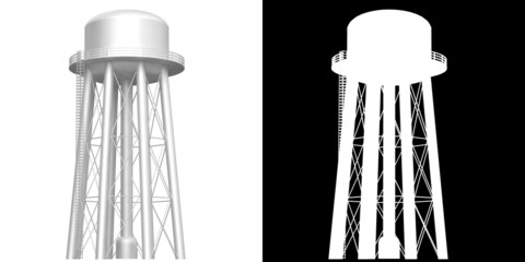 3D rendering illustration of a water tower - obrazy, fototapety, plakaty