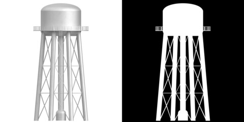 3D rendering illustration of a water tower
