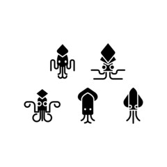 Squid set icon isolated on white background