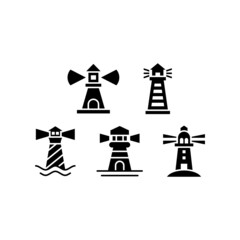 Lighthouse set icon isolated on white background