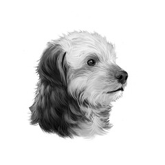 Bosnian Coarse-haired Hound, Barak dog  illustration isolated on white background. Bosnia and Herzegovina origin hunting dog. Pet hand drawn portrait. Graphic clip art design for web print.