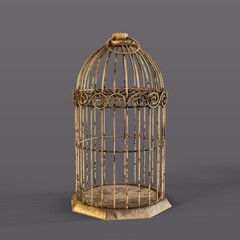 3d-illustration of an empty birdcage