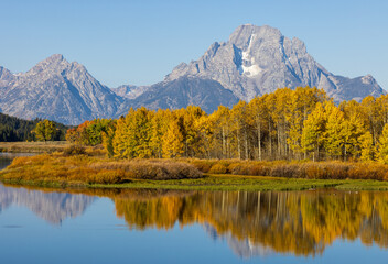 Scenic Landscape Reflection in Grand Teton National Park Wyoming in Autumn