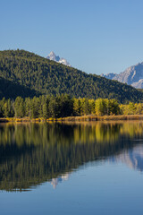 Fototapeta na wymiar Scenic Landscape Reflection in Grand Teton National Park Wyoming in Autumn