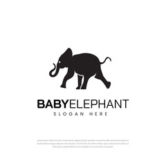 Baby elephant logo running elephant silhouette, icon design template design
