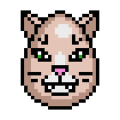 Cute Pixel art Easter egg decorated as a cat or a kitten, 8 bit icon isolated on white background. Ovoid animal head avatar. Old school vintage retro 80s, 90s 2d video game, slot machine graphics.