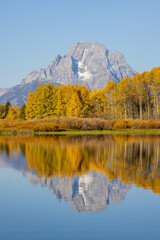 Fototapeta na wymiar Scenic Landscape Reflection in Grand Teton National Park Wyoming in Autumn