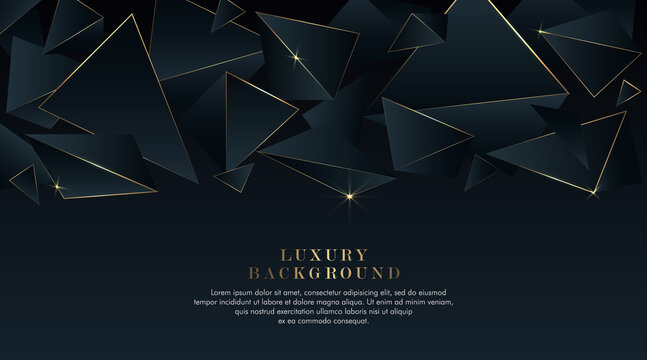 Abstract polygonal pattern luxury dark blue background with triangle pattern and gold lines. Overlapping geometric design. Modern elegant style. Suit for wallpaper, posters, advertising, banner.