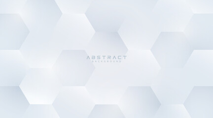 Abstract geometric hexagon overlay pattern on white and gray background. Minimal and modern design. Medical, futuristic technology or science geometric shape vector design concept. Vector illustration