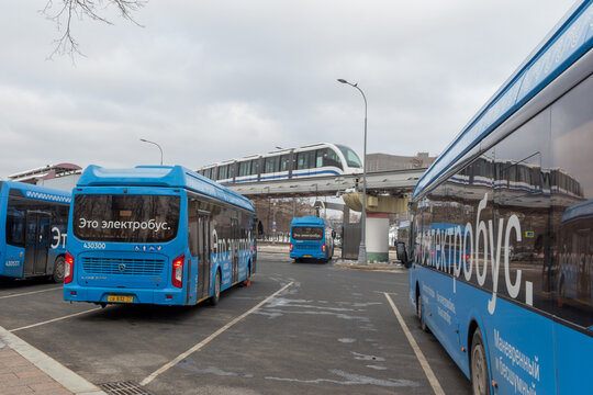 Electric bus charging station VDNH in Moscow, Russia