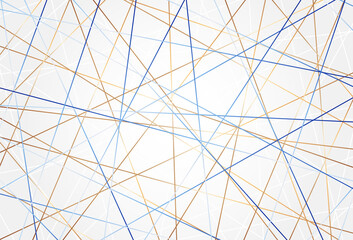 Obraz premium Modern white abstract background. Simple graphic design with blue, golden, green turquoise lines. Overlapping line pattern creative concept. Suit for wallpaper, texture, cover, poster.