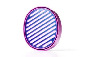 Casino font. Luminous and shiny number 0 in blue and purple. High quality 3D rendering.