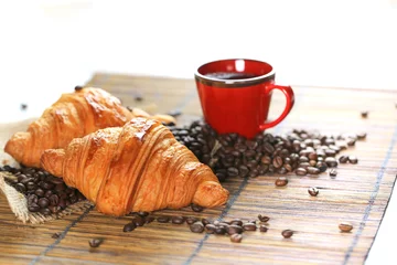 Poster Im Rahmen croissant avec tasse de café  © guy