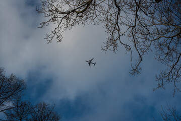 little plane in the blue sky 