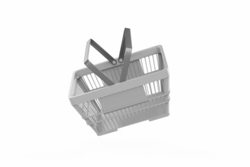 Shopping Basket Mockup isolated on white background. 3d illustration