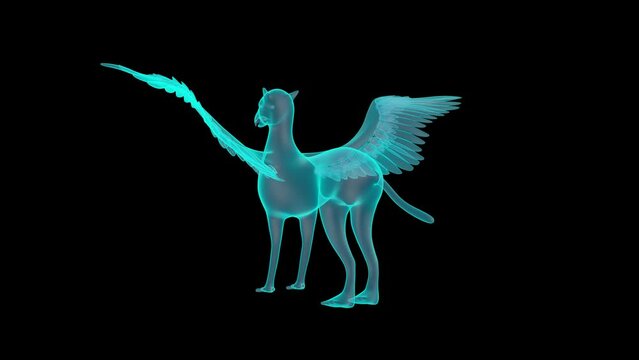 A Mythical creature Griffin Holograph turntable render