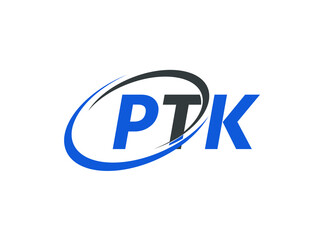 PTK letter creative modern elegant swoosh logo design