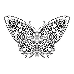 vector butterfly black and white element line art print design