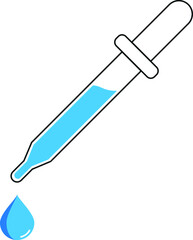 Pipette tube with drop. medical and chemical icon. Vector illustration.