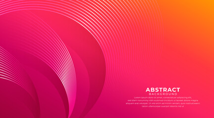 Abstract orange and pink gradient background. Curvy lines light and shadow decoration. Modern bright graphic template design. Simple curve vector element with space for your text. Vector illustration