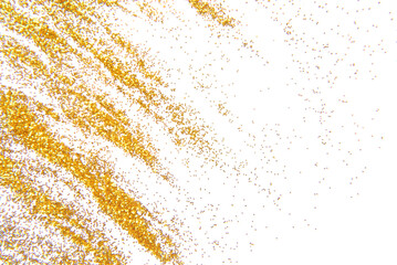 golden sequins abstract frame on white background