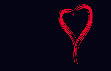 red heart on black