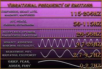 vibrational frequency of human emotions. basic frequency levels. vibration frequency graphs.