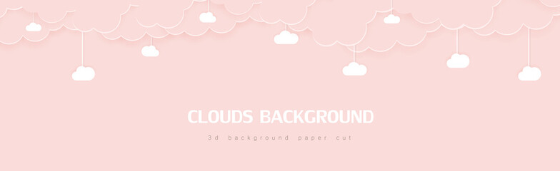 Obraz na płótnie Canvas cloud background Pink 3d Paper Cut Design For Flyer Poster Background