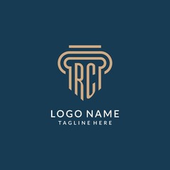 Initial RC pillar logo style, luxury modern lawyer legal law firm logo design