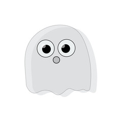 Flying screaming ghost. Cute cartoon ghost. Halloween icon. Vector illustration