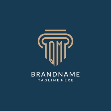 Initial QM pillar logo style, luxury modern lawyer legal law firm logo design