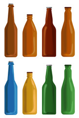 Set of glass bottles empty vector concept illustration template