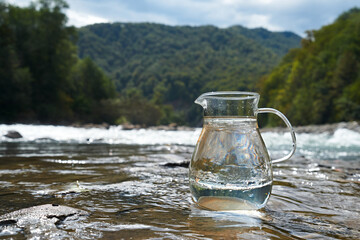 Pitcher of clean river water.