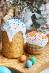 Easter cake sweet treat pastry holiday dessert kulich festive easter meal copy space food background 