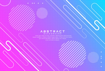 Obraz premium Abstract blue and pink gradient background with rounded stripes lines white. Modern simple geometric shape design. Futuristic geometric pattern creativity concept. Suit for poster, banner, flyer.