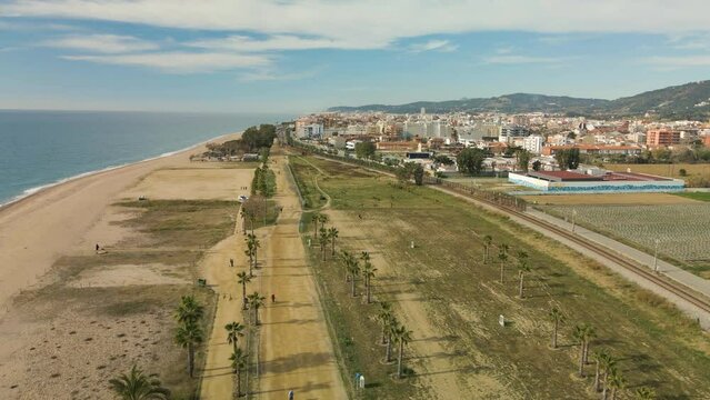 Pineda de Mar in Barcelona's Maresme beach aerial view